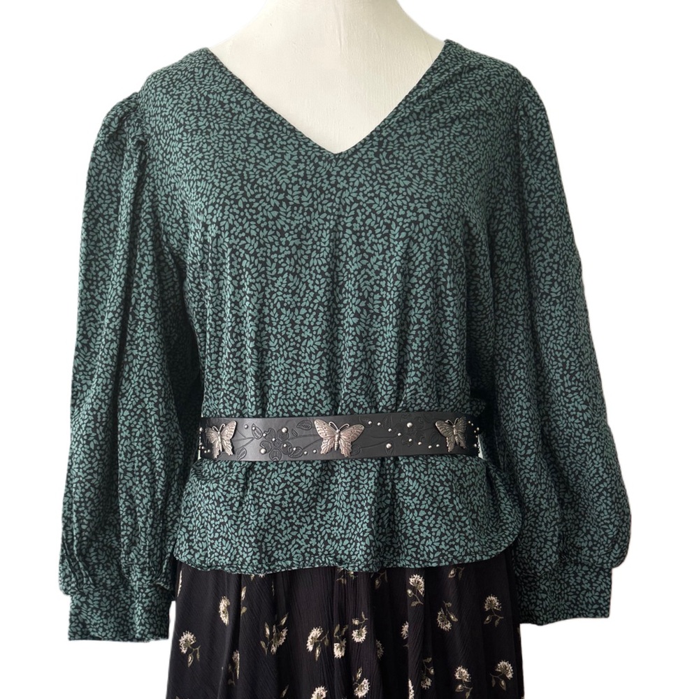 Boho Puff Sleeve New Day Shirt Size L